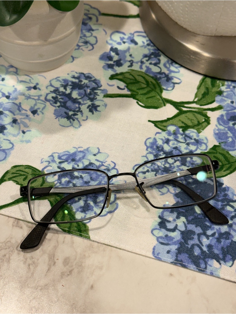 Ray-Ban Rectangular Metal Eyeglass Frames Black Silver